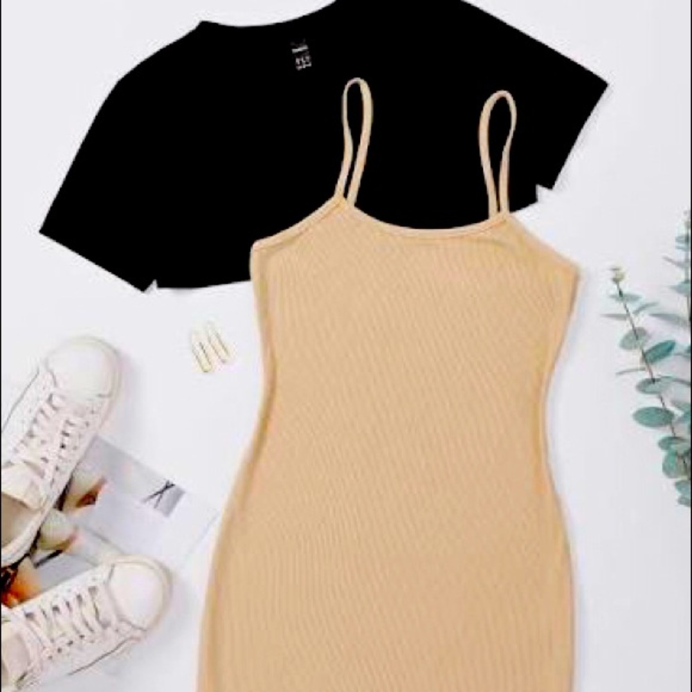 Black over top and cream dress